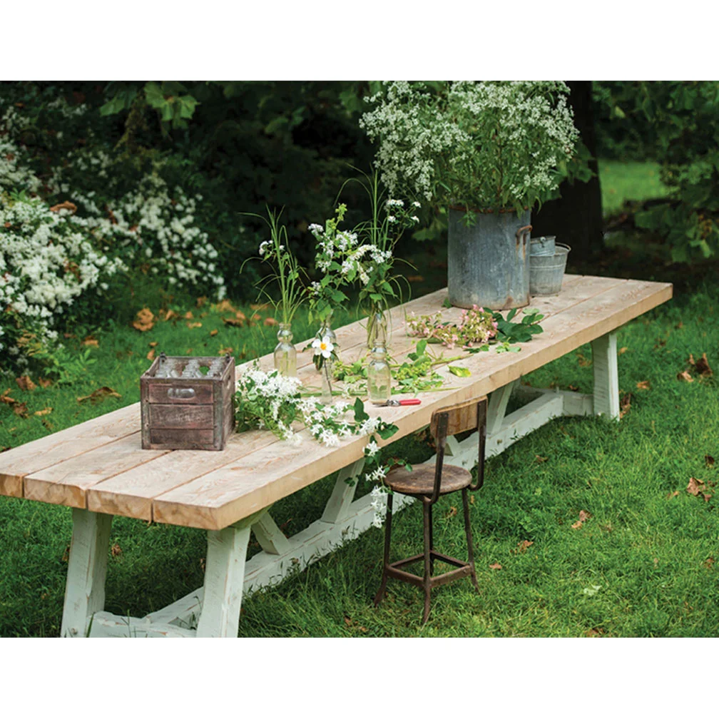 Reclaimed wood outdoor table detail