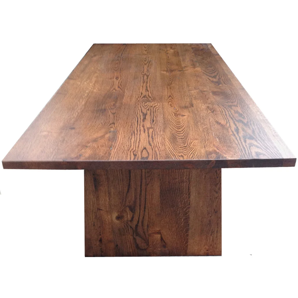 Panel end detail on hardwood table