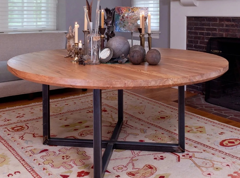 Solid hardwood dining table showing natural wood grain, handmade custom furniture Pennsylvania